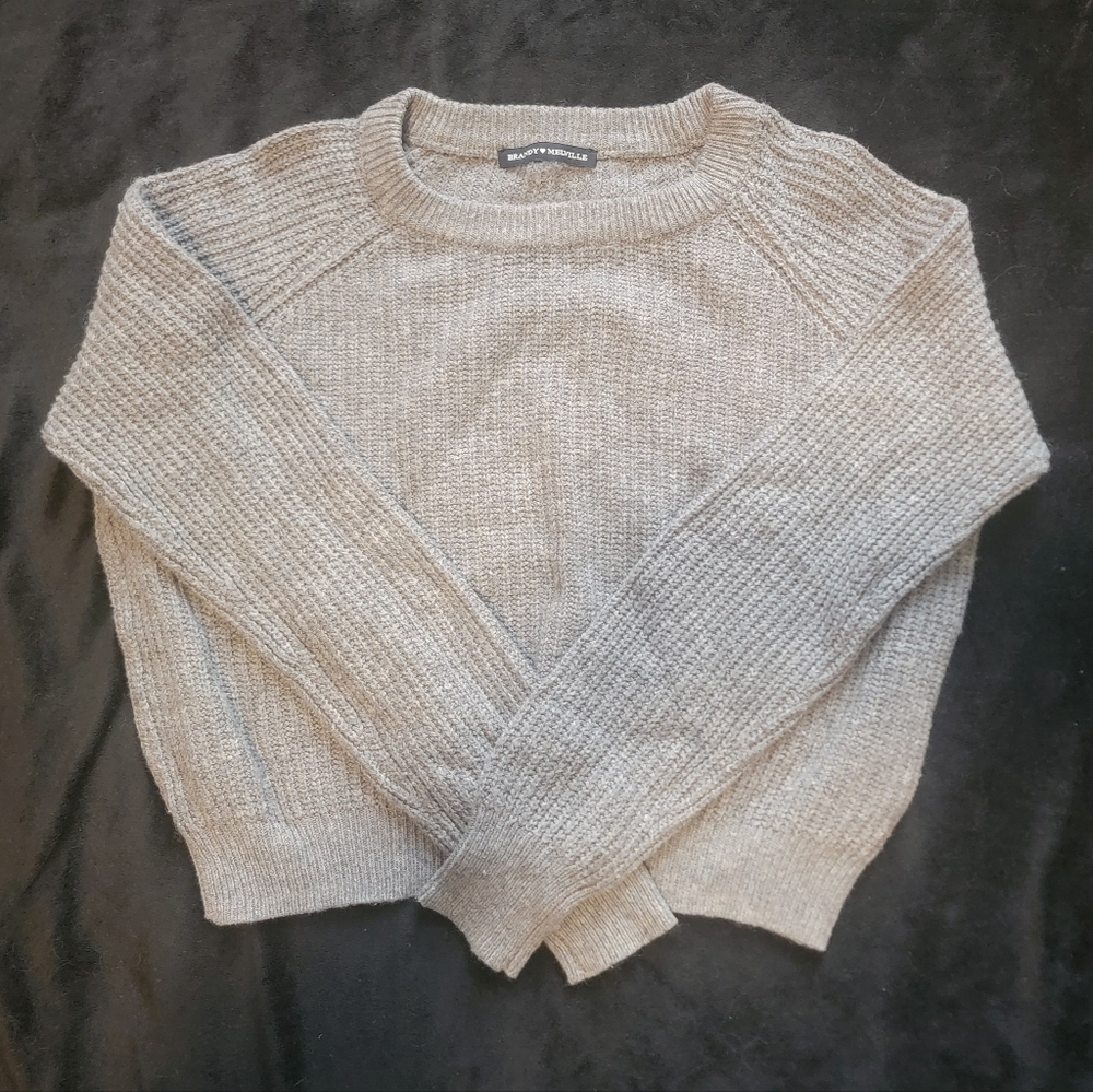 Brandy Melville Light Gray Crew Neck Sweater